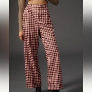 Anthropologie Plaid Pink Women's Pants - XS Petite